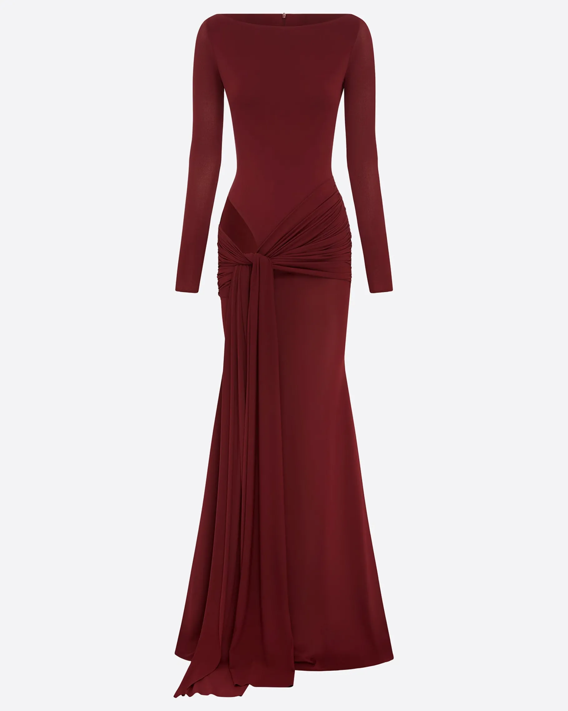 Alex Perry Long Sleeve Wrap Gown in Crepe Jersey