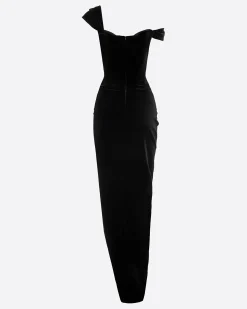 Alex Perry Longline Corset Drape Gown in Velvet