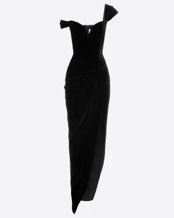 Alex Perry Longline Corset Drape Gown in Velvet