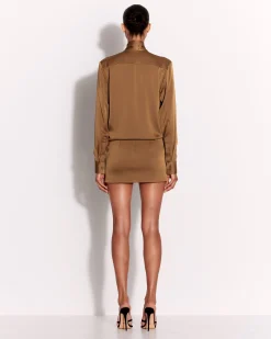 Alex Perry Low Rise Mini Skirt in Satin Crepe