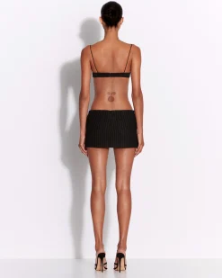 Alex Perry Low Rise Mini Skirt in Wool Pinstripe