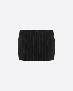 Alex Perry Low Rise Mini Skirt in Wool Pinstripe