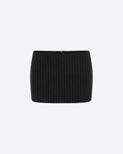 Alex Perry Low Rise Mini Skirt in Wool Pinstripe