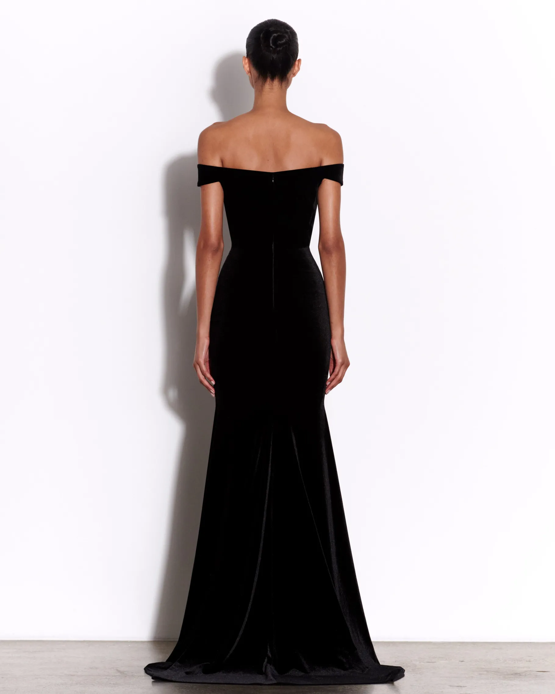 Alex Perry Off Shoulder Corset Gown in Velvet