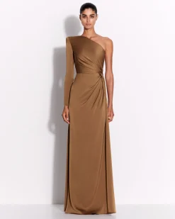 Alex Perry One Sleeve Twist Gown in Satin Crepe