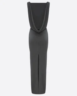 Alex Perry Open Back Drape Column in Satin Crepe