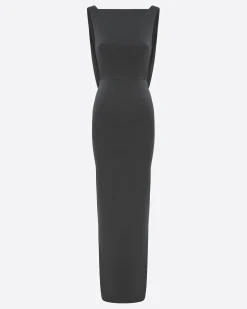 Alex Perry Open Back Drape Column in Satin Crepe