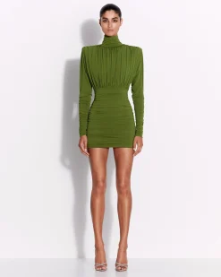 Alex Perry Ruched Turtleneck Mini Dress in Crepe Jersey