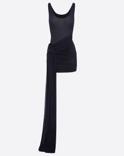Alex Perry Scoop Wrap Mini Dress in Crepe Jersey