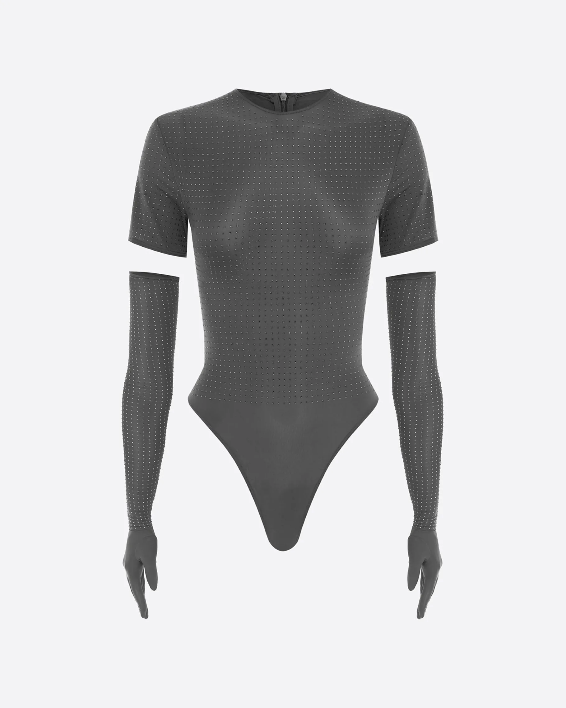 Alex Perry Short Sleeve Bodysuit in Crystal Jersey