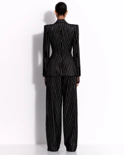 Alex Perry Single Breasted Fitted Blazer in Crystal Velvet