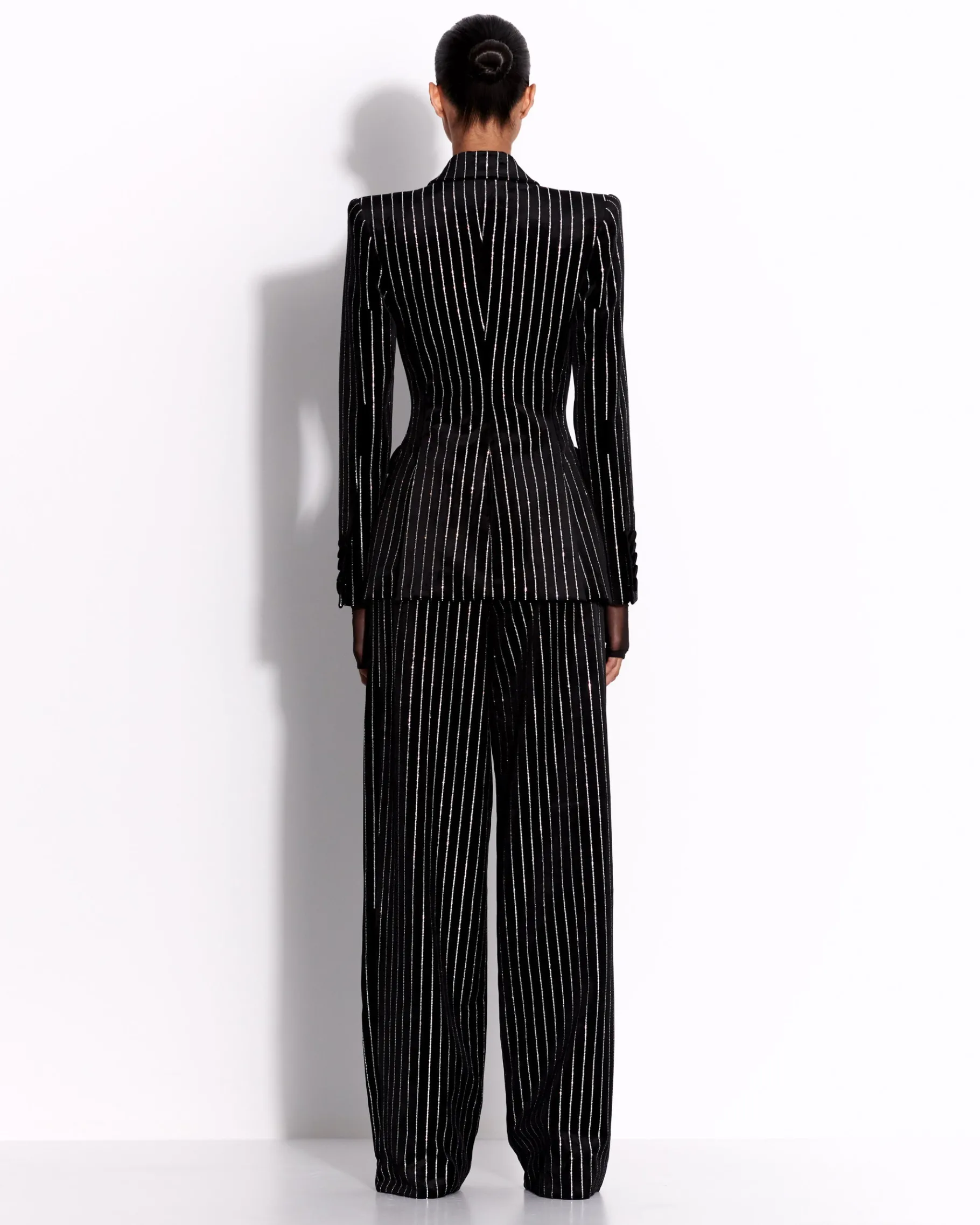 Alex Perry Single Breasted Fitted Blazer in Crystal Velvet