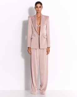 Alex Perry Single Breasted Fitted Blazer in Satin Crepe