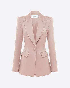 Alex Perry Single Breasted Fitted Blazer in Satin Crepe