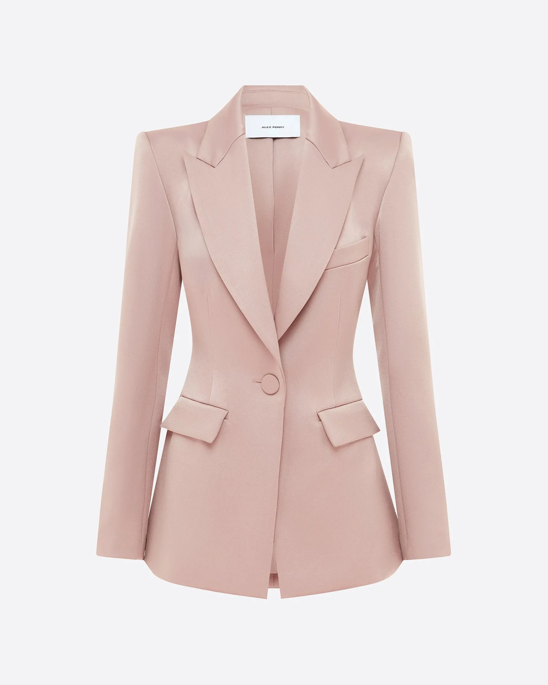 Alex Perry Single Breasted Fitted Blazer in Satin Crepe