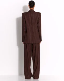 Alex Perry Single Breasted Oversized Blazer in Lurex Pinstripe