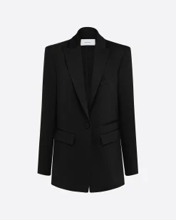 Alex Perry Single Breasted Oversized Blazer in Satin Crepe