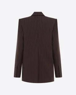 Alex Perry Single Breasted Oversized Blazer in Lurex Pinstripe