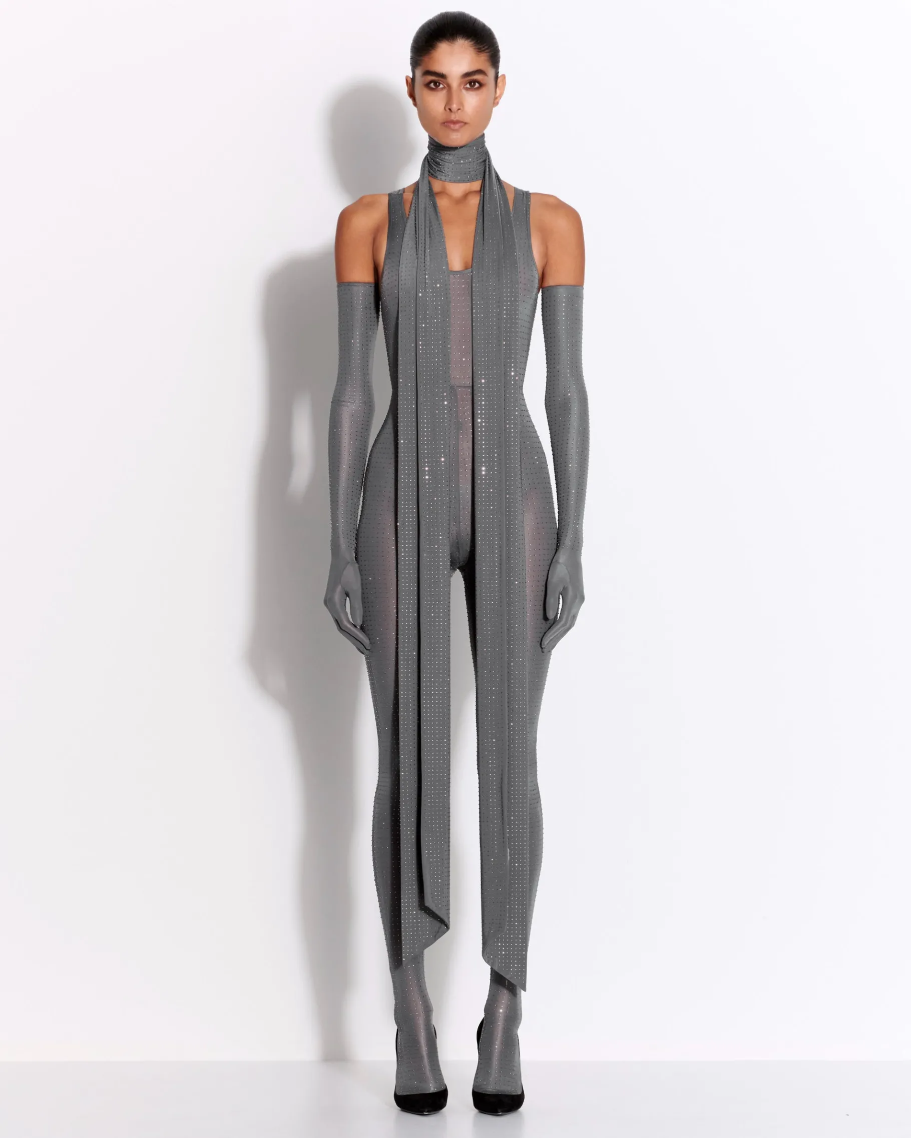 Alex Perry Singlet Catsuit in Crystal Jersey
