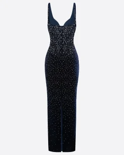 Alex Perry Singlet Sweetheart Column in Crystal Velvet