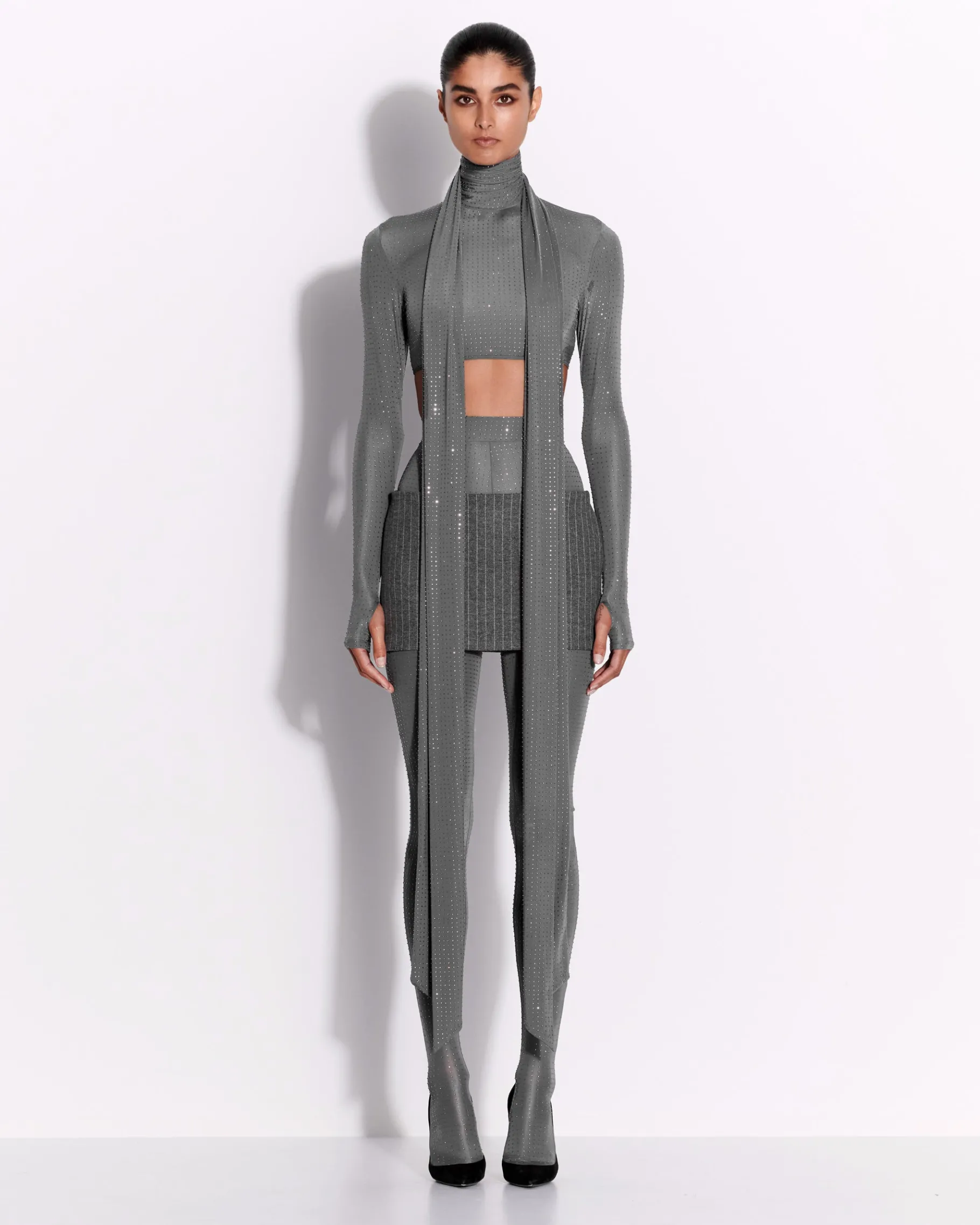 Alex Perry Stocking in Crystal Jersey