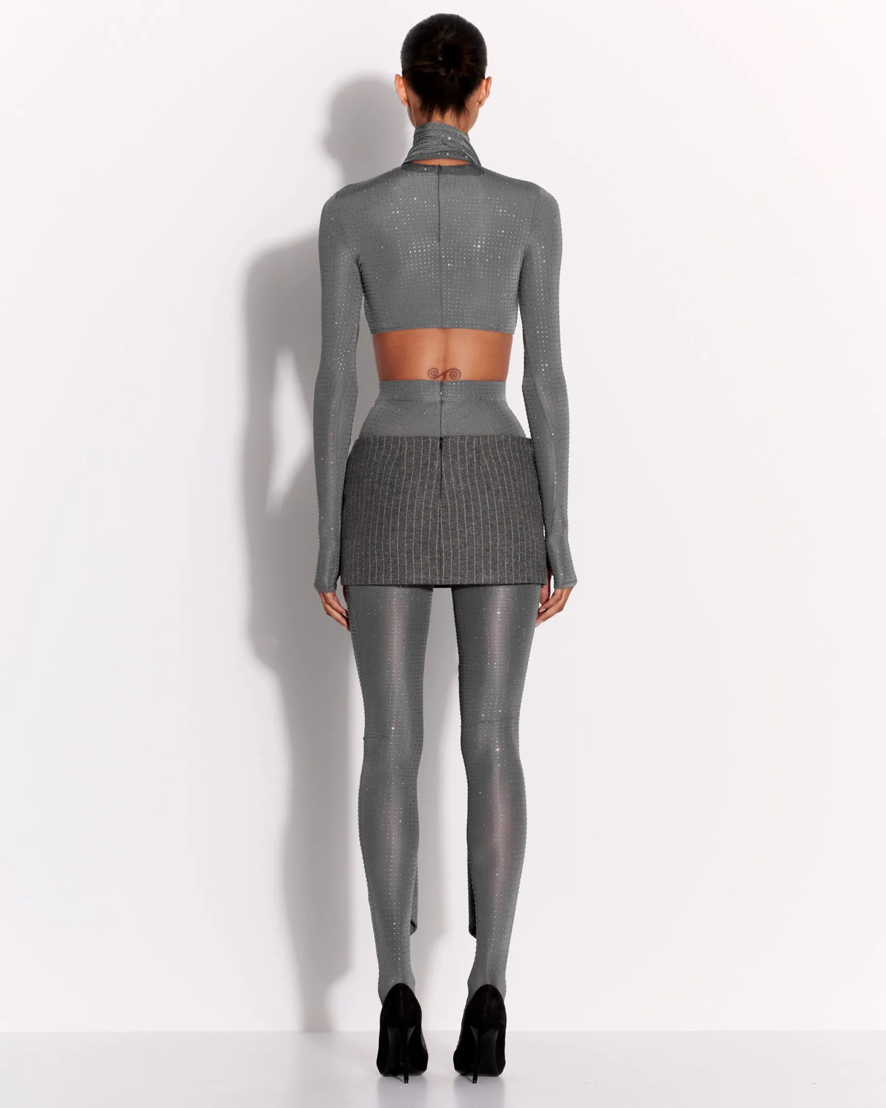 Alex Perry Stocking in Crystal Jersey