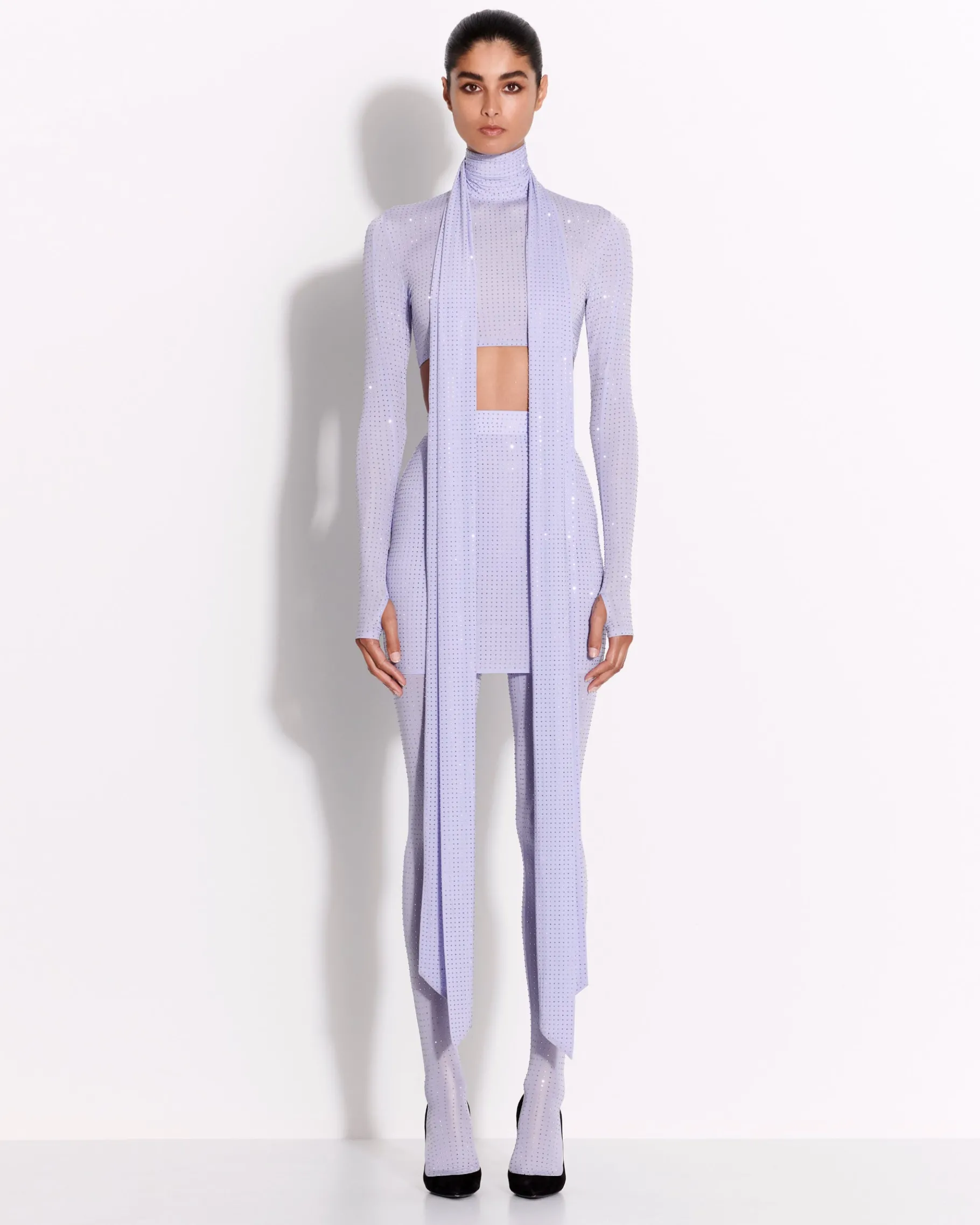 Alex Perry Stocking in Crystal Jersey