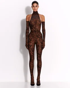 Alex Perry Stocking in Leopard Burnout