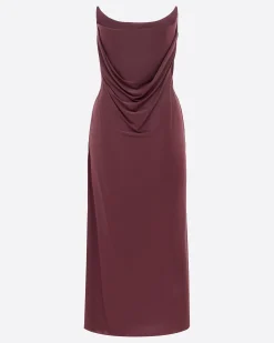 Alex Perry Strapless Corset Drape Dress in Jersey