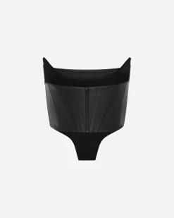 Alex Perry Strapless Corset Top in Leather