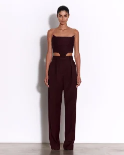 Alex Perry Strapless Corset Top in Wool Suiting