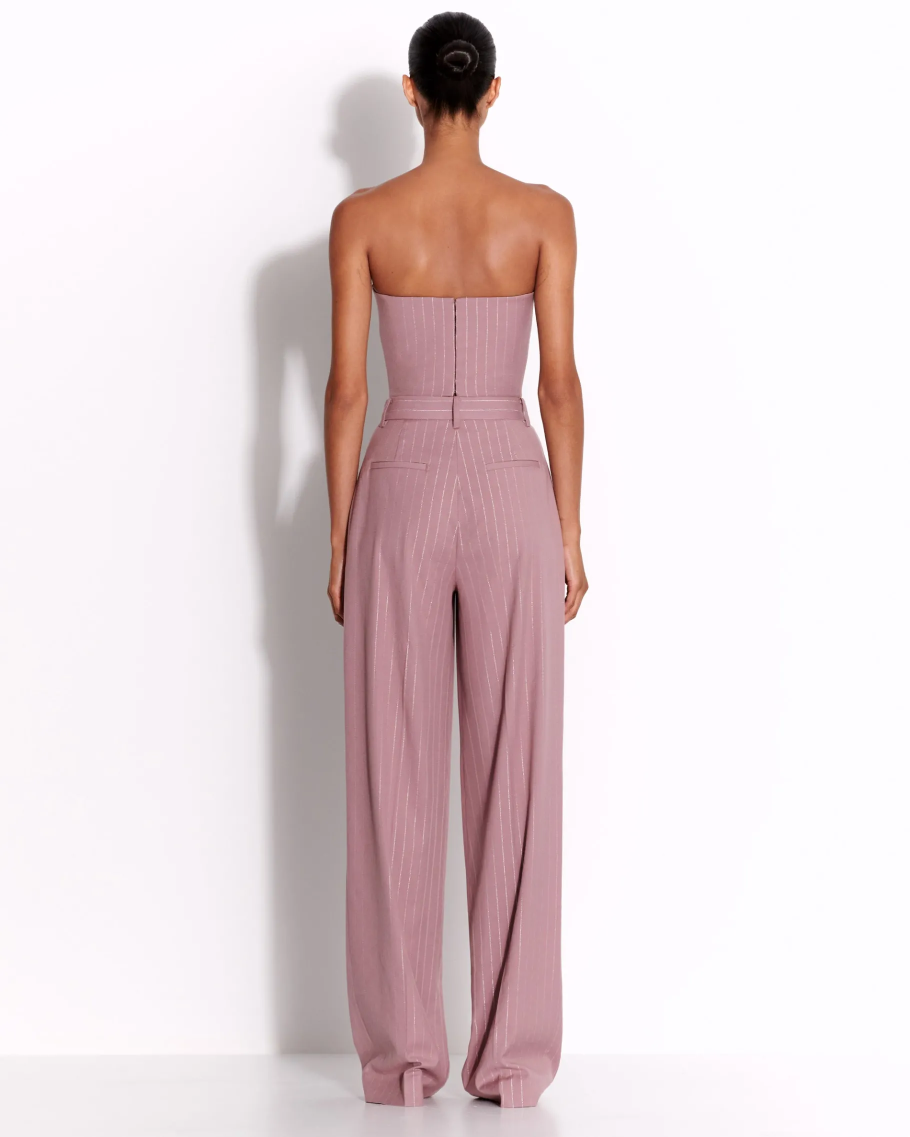 Alex Perry Strapless Crop Top in Lurex Pinstripe