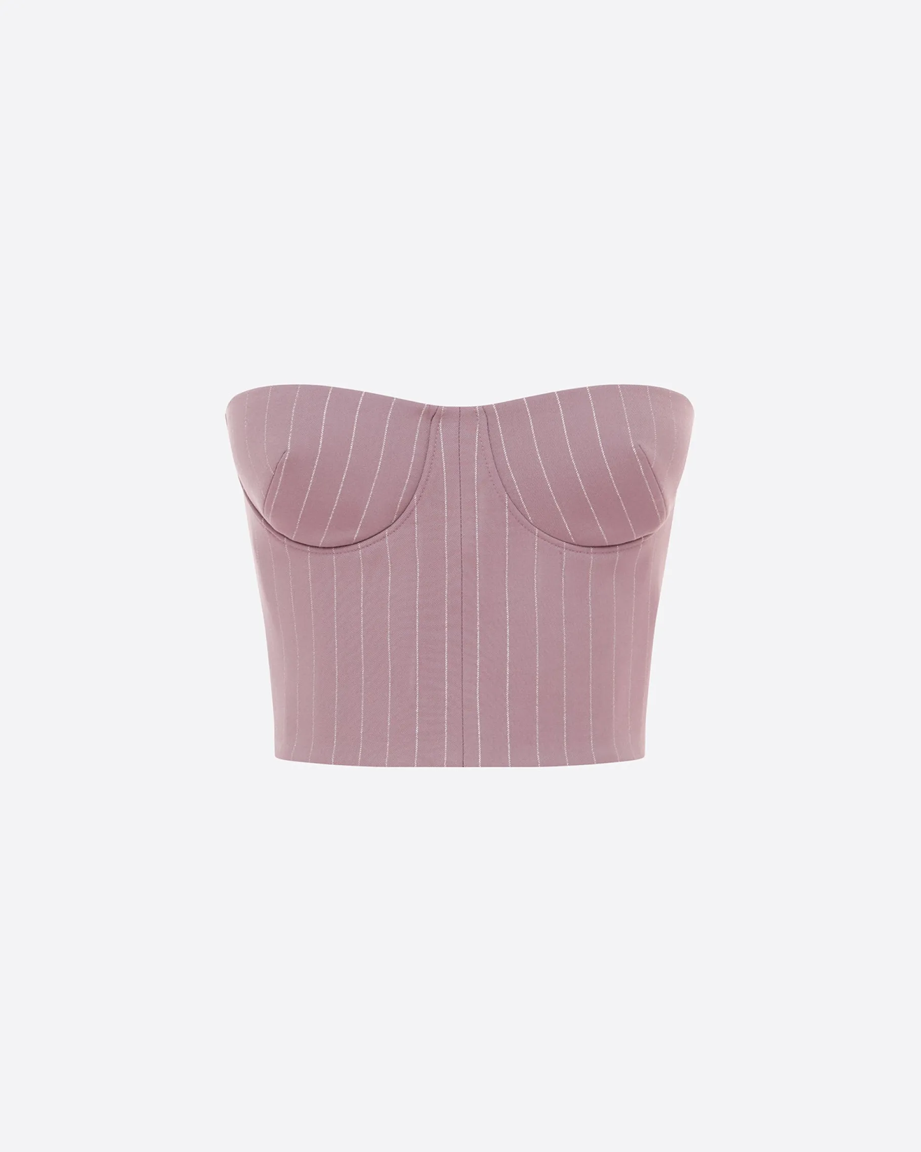 Alex Perry Strapless Crop Top in Lurex Pinstripe