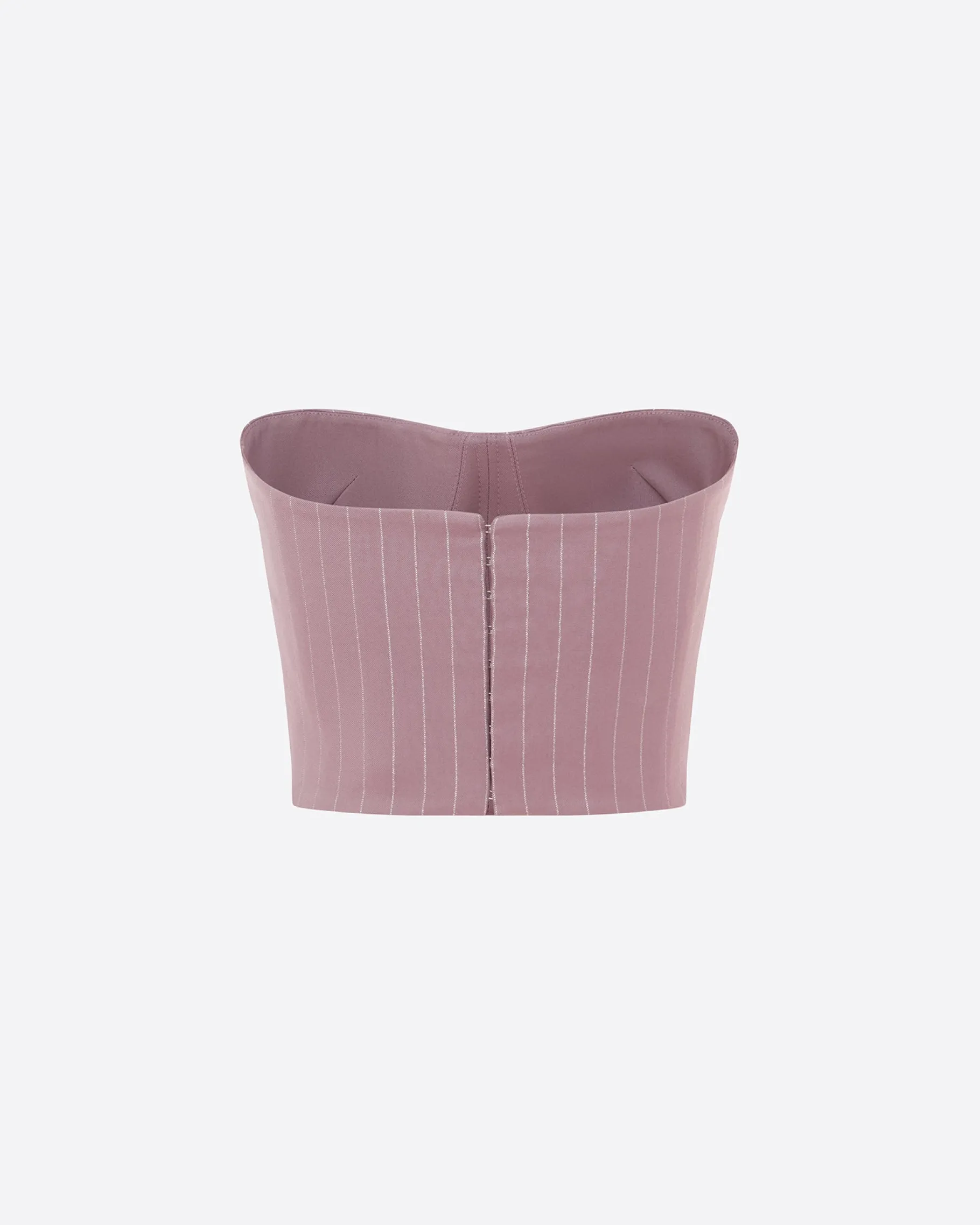 Alex Perry Strapless Crop Top in Lurex Pinstripe