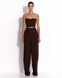 Alex Perry Strapless Crop Top in Lurex Pinstripe