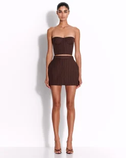 Alex Perry Strapless Crop Top in Lurex Pinstripe