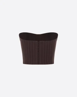 Alex Perry Strapless Crop Top in Lurex Pinstripe