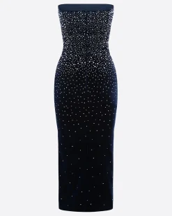 Alex Perry Strapless Dress in Crystal Velvet