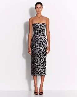 Alex Perry Strapless Dress in Printed Velvet