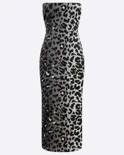 Alex Perry Strapless Dress in Printed Velvet