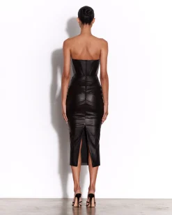 Alex Perry Strapless Longline Corset Dress in Leather