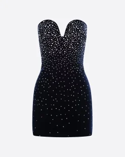 Alex Perry Strapless Sweetheart Mini Dress in Crystal Velvet
