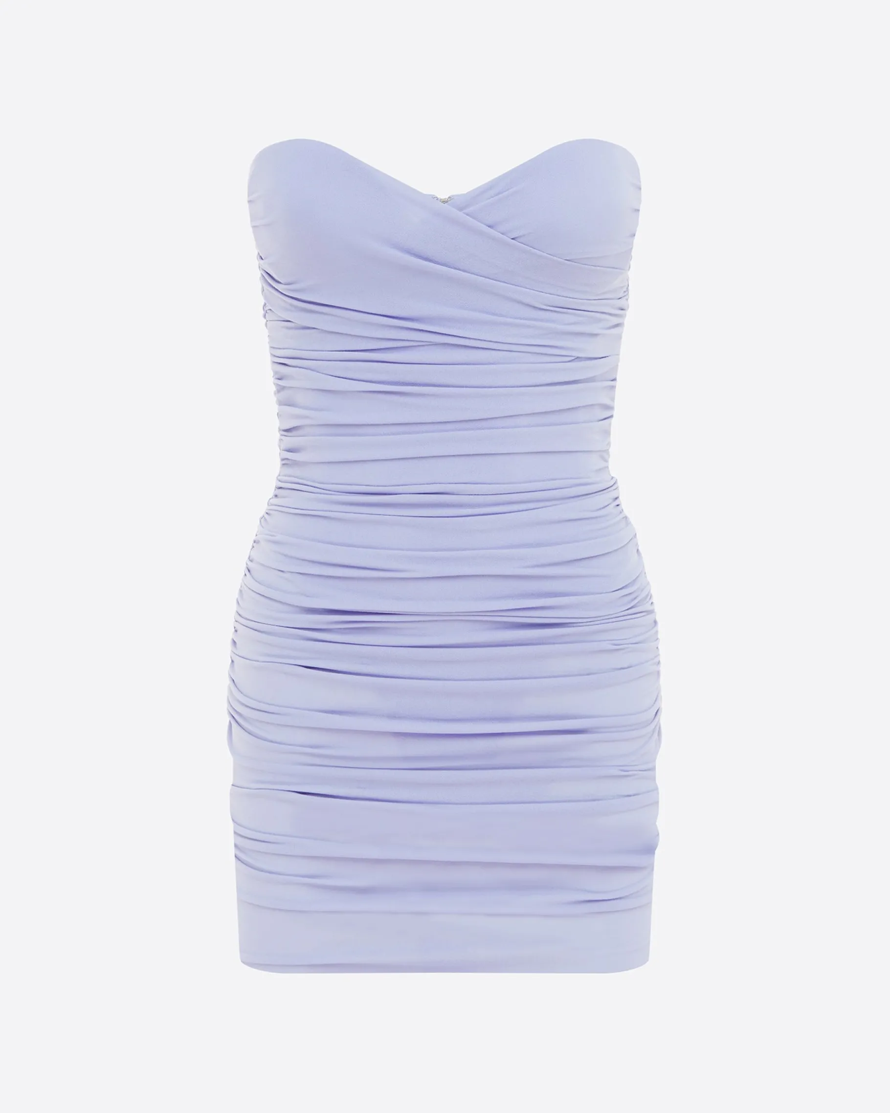 Alex Perry Strapless Sweetheart Ruched Mini Dress in Crepe Jersey