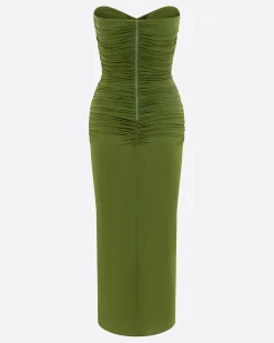 Alex Perry Strapless Sweetheart Ruched Dress in Crepe Jersey