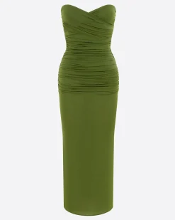 Alex Perry Strapless Sweetheart Ruched Dress in Crepe Jersey