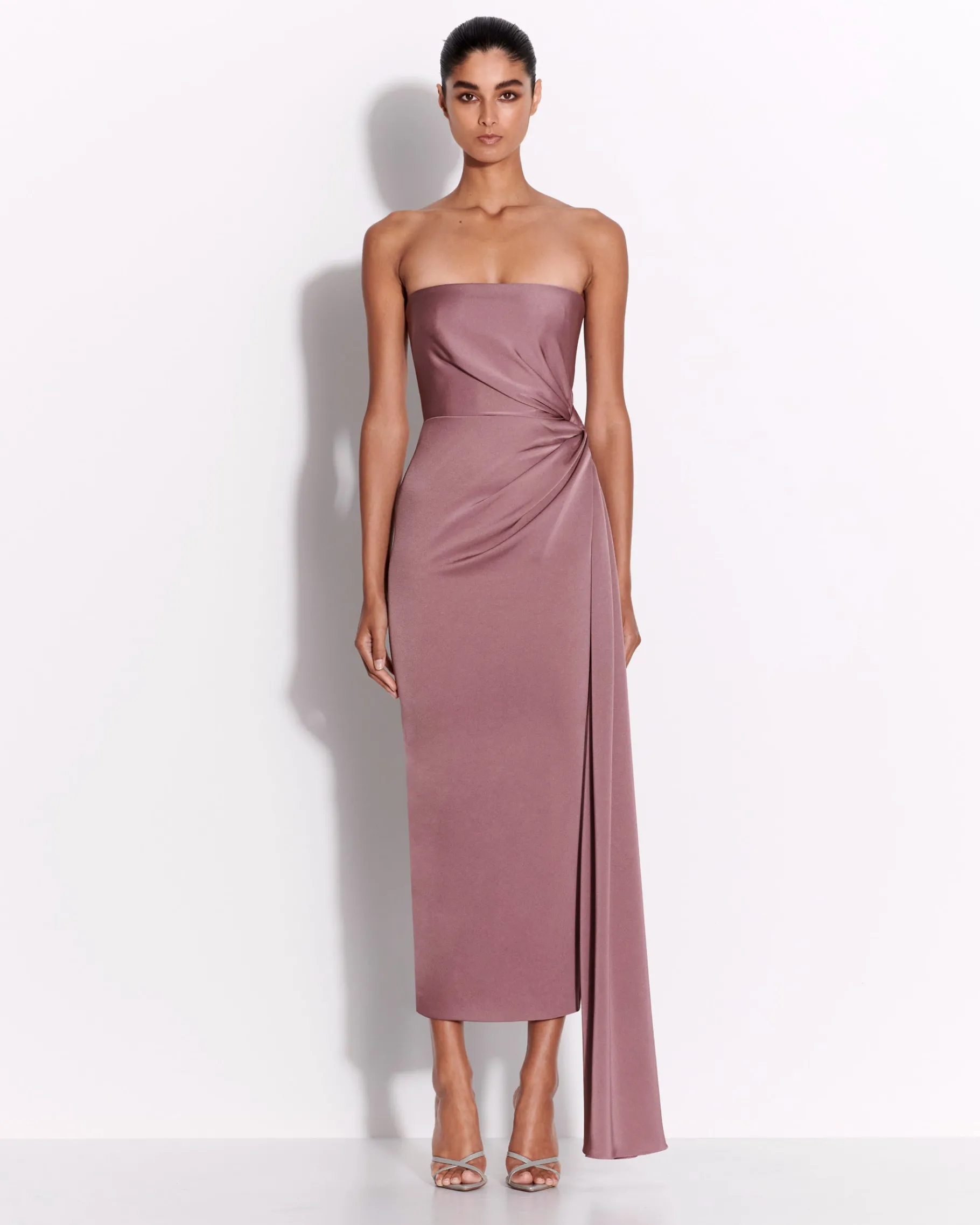 Alex Perry Strapless Twist Dress in Satin Crepe