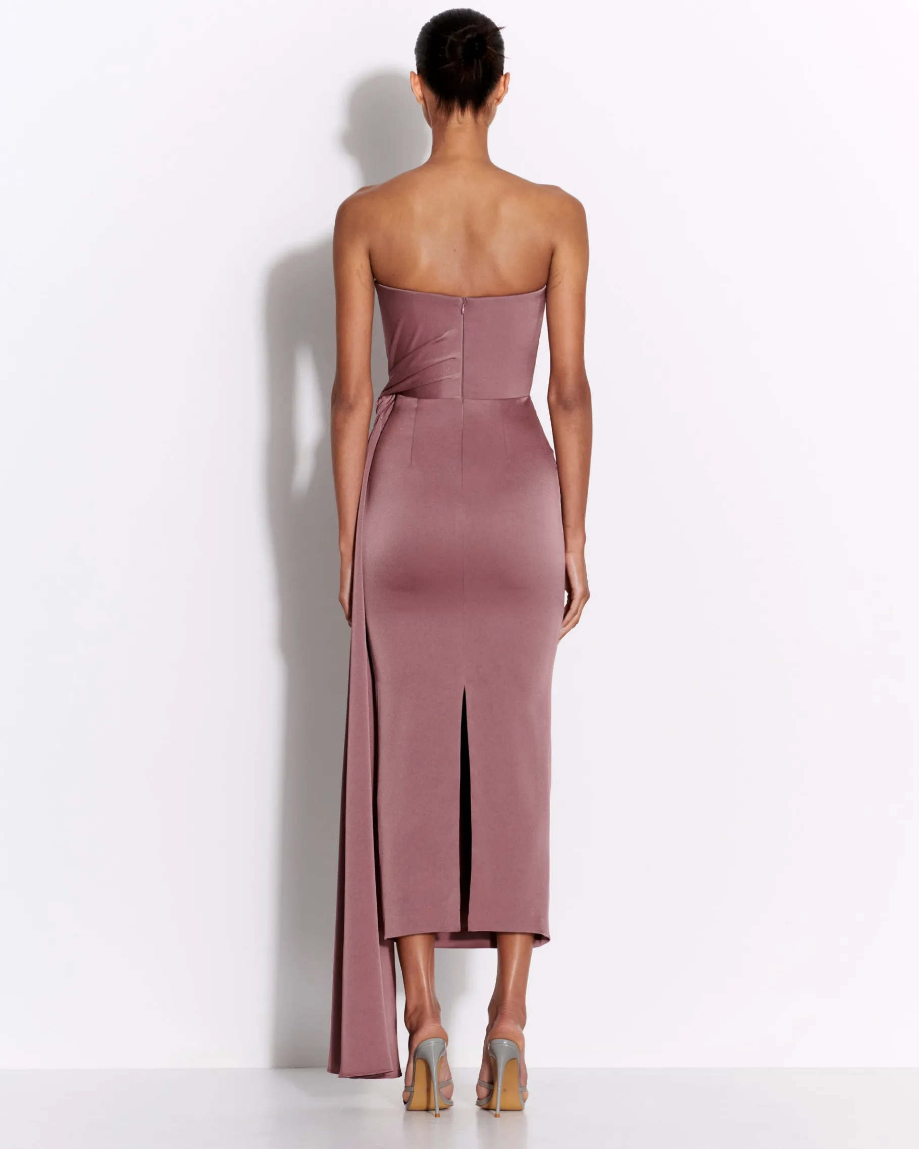 Alex Perry Strapless Twist Dress in Satin Crepe