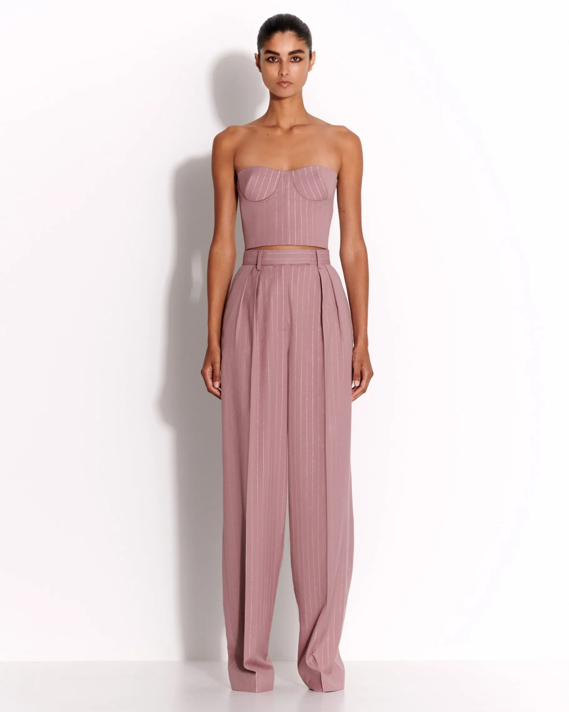 Alex Perry Tailored Trouser in Lurex Pinstripe
