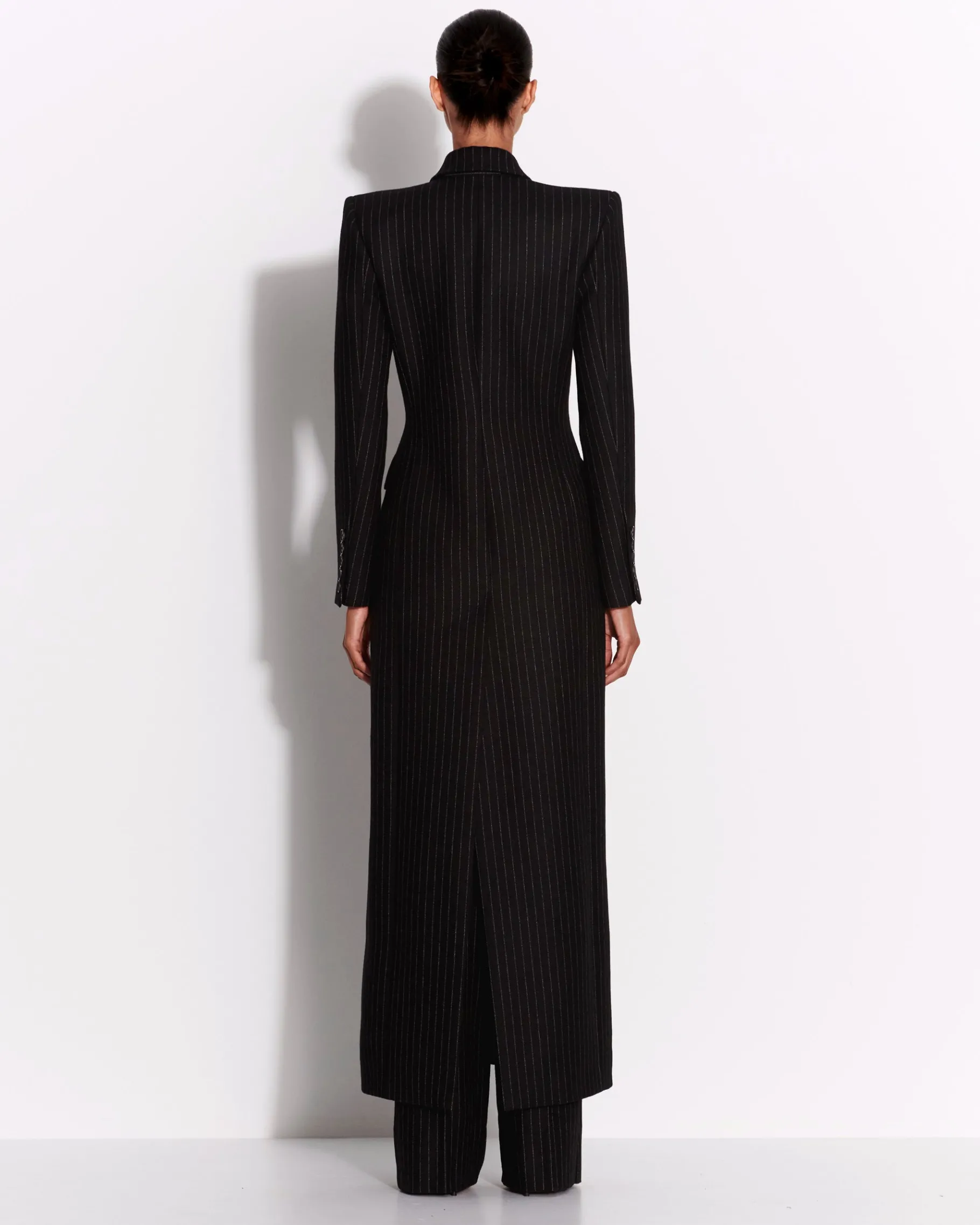 Alex Perry Tailored Trouser in Wool Pinstripe