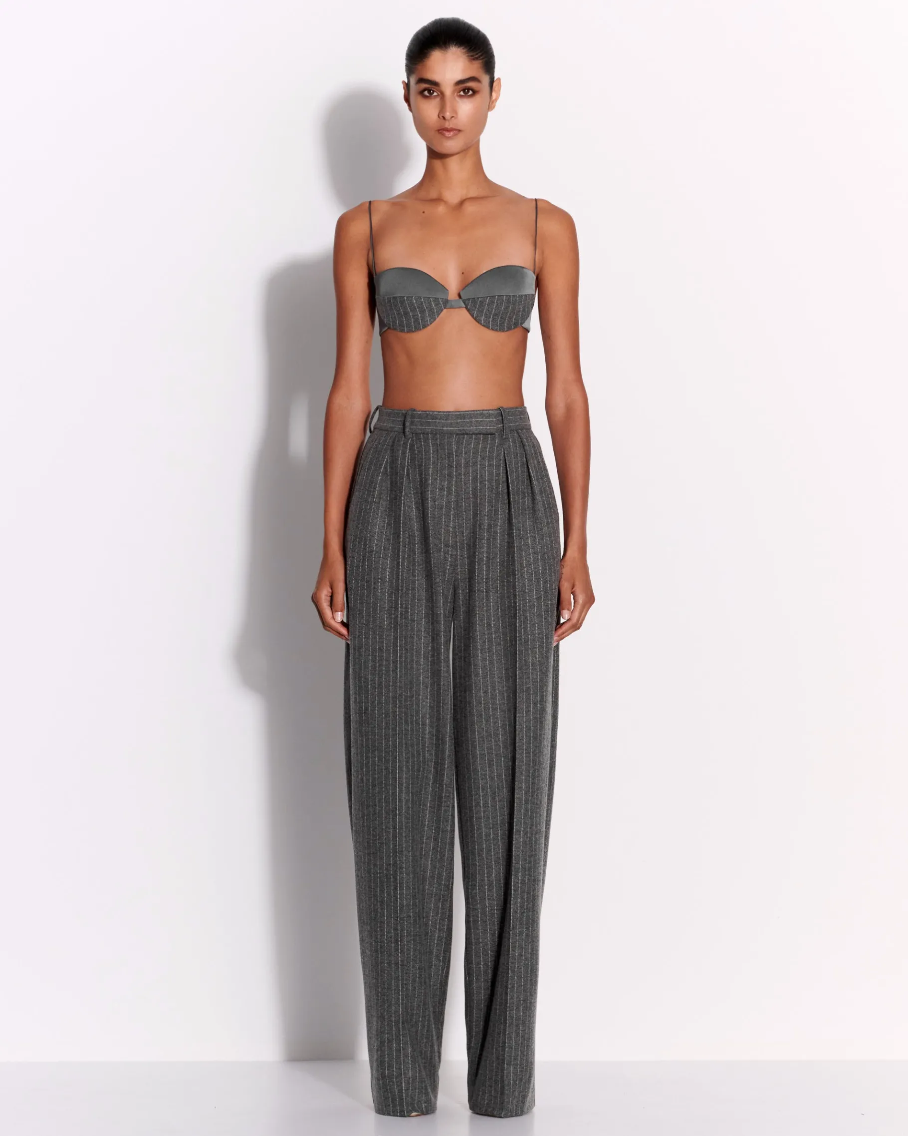 Alex Perry Tailored Trouser in Wool Pinstripe